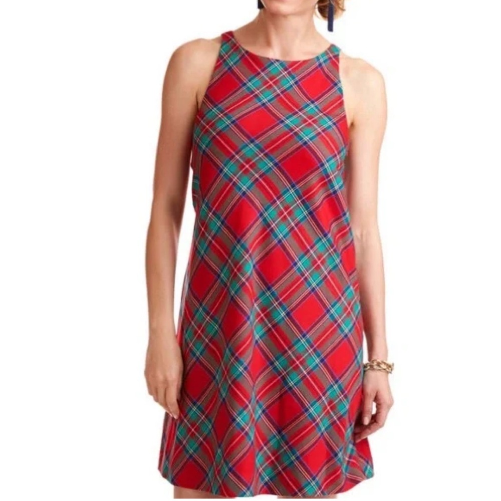 Holiday Plaid Sleeveless Women’s Dress - Red and Green